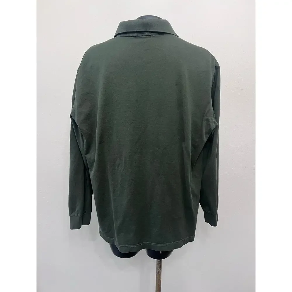 Marbas‎ Polo Shirt Men’s L Green Long Sleeves made in Italy Outdoors Preppy Y2K